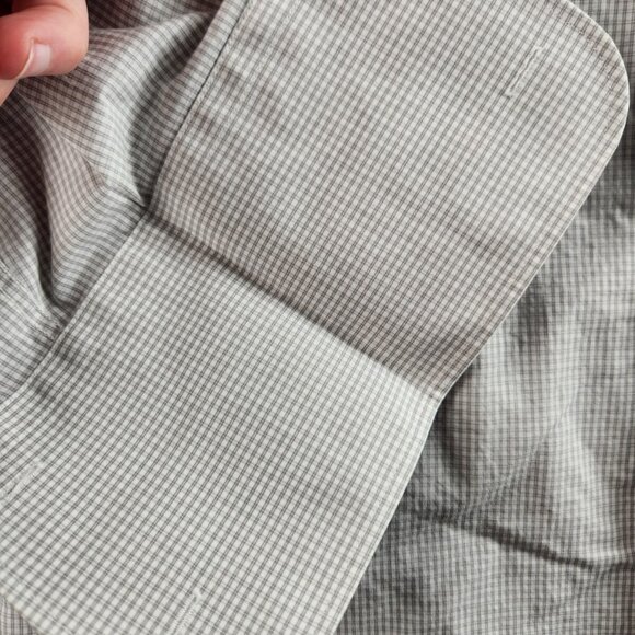 Eton Size 15 Button Up Shirt Long Sleeve Cotton Designer French Cuff Gray Check - Picture 5 of 16